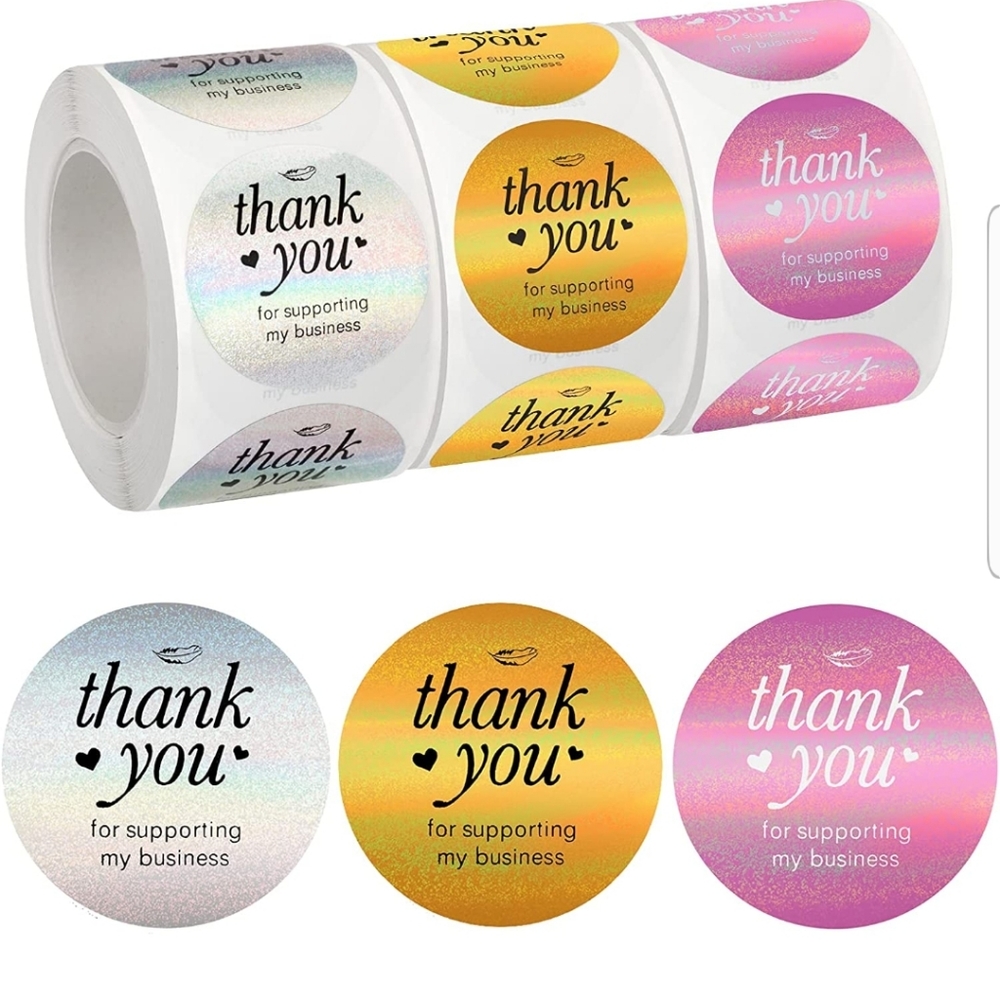 50 ct 1.5" GOLD Foil Round Thank you - Picture 3 of 5